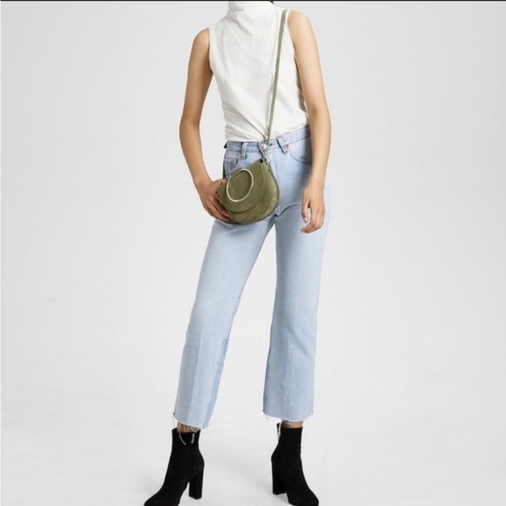 Theory Whitney crossbody bag in Grey Suede with silver hardware